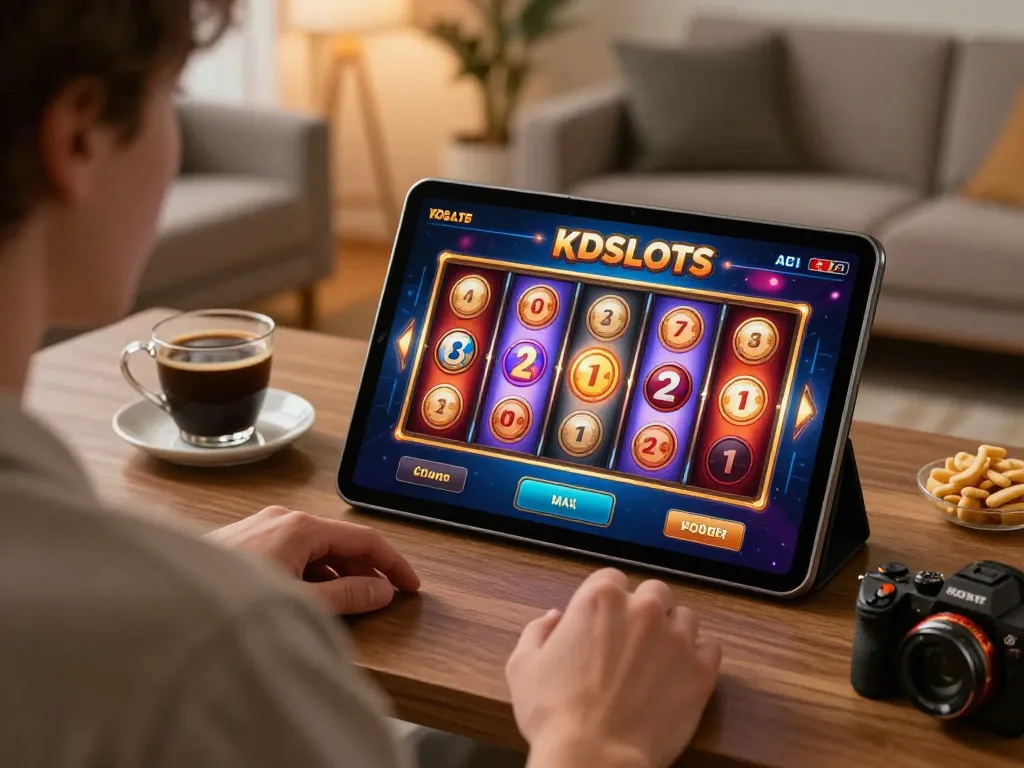 KDslots player enjoying online gaming experience with vibrant slot machine interface visible
