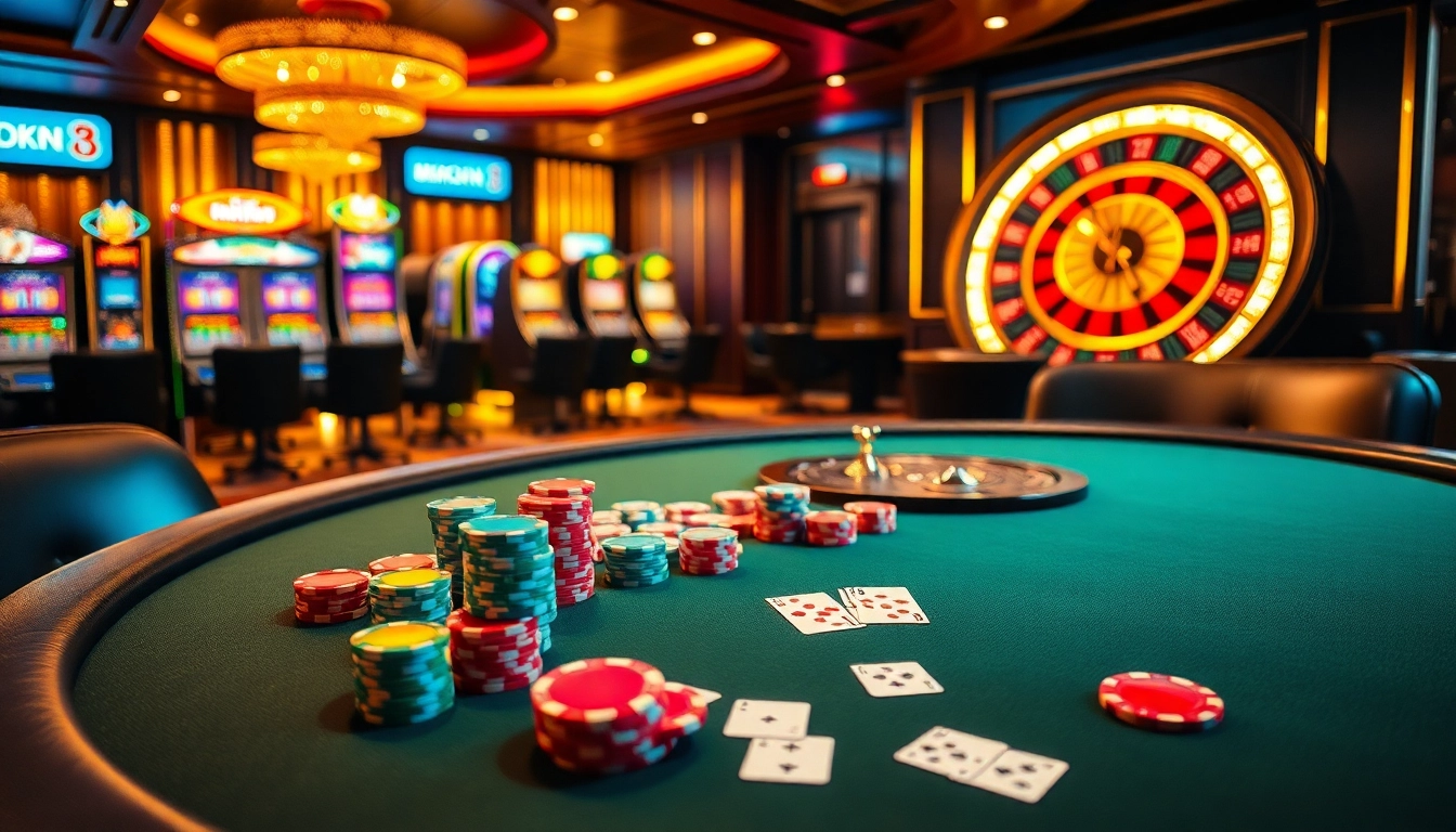 Engage in strategic gameplay at MK8-themed poker table, surrounded by vibrant casino elements.