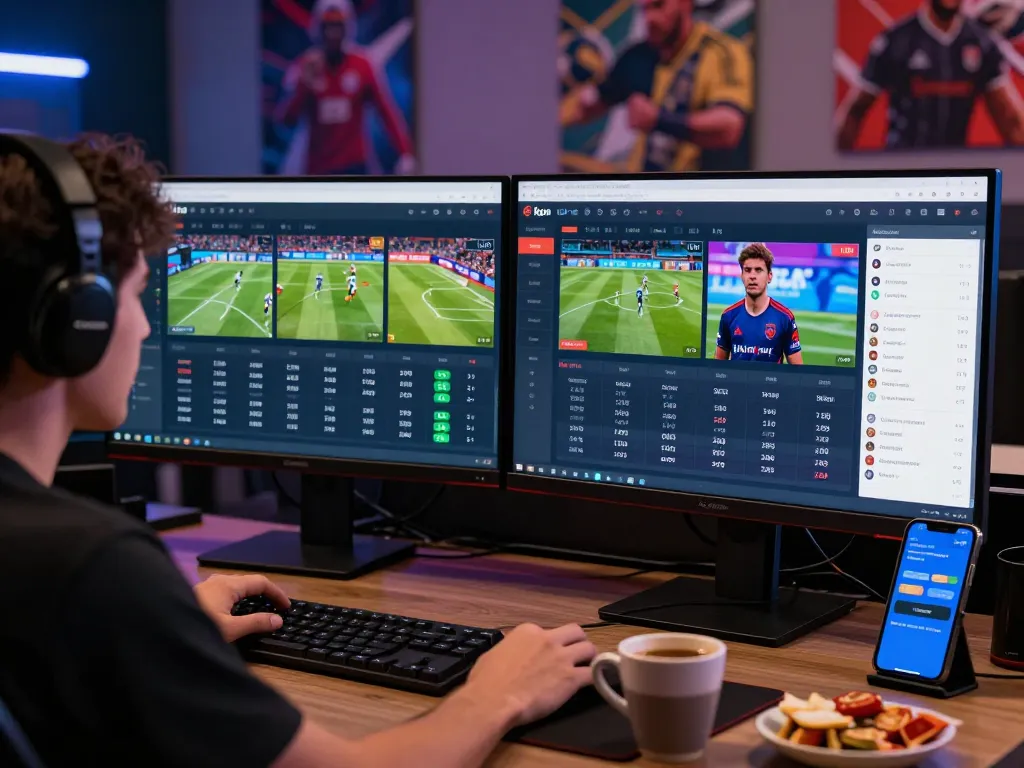 The user analyzing kèo 1gom odds on a lively sports betting platform with vibrant graphics and real-time stats.