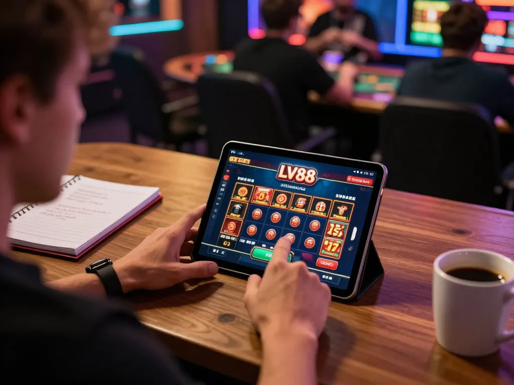 Engaging gameplay at LV88 online casino showcasing a player strategizing on tablet.