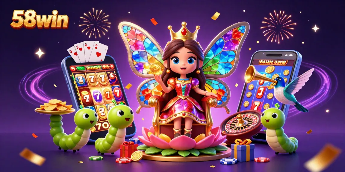 58win captivates players with vivid scenes and exciting slot games among vibrant casino elements.