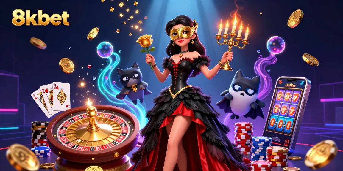Experience 8xbet's thrilling casino gaming with captivating characters and vibrant game elements.