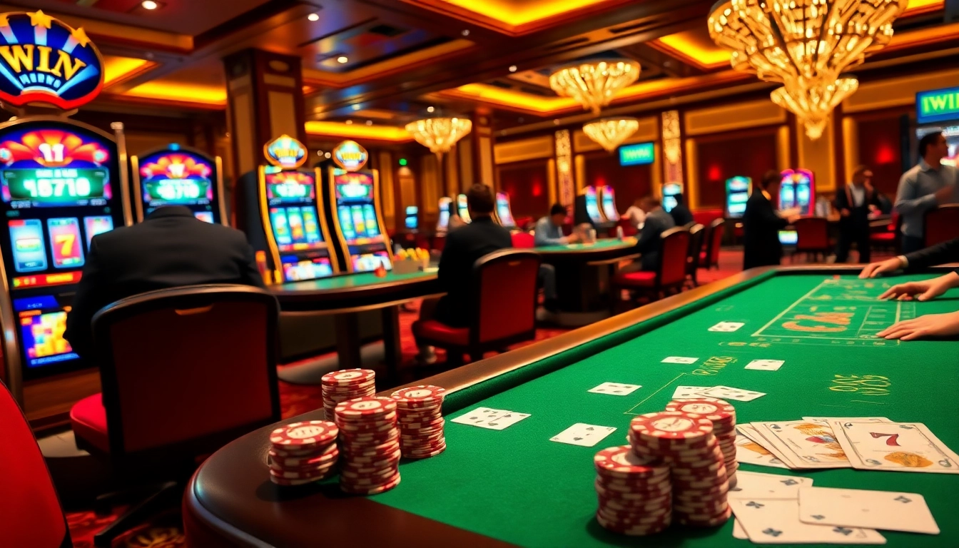 Exciting casino scene featuring online betting at https://11win.ru.com/ with vibrant tables and stylish décor.