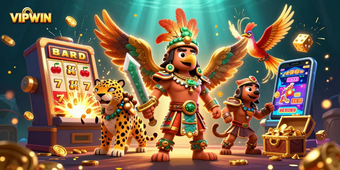 Experience the thrill of VIPWIN with vibrant casino adventures featuring Aztec warriors and jackpot prizes.