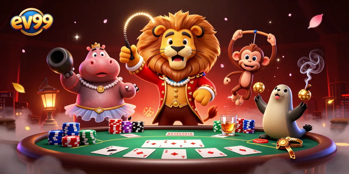 Ev99 brings excitement to poker night with a vibrant circus theme and colorful game elements.