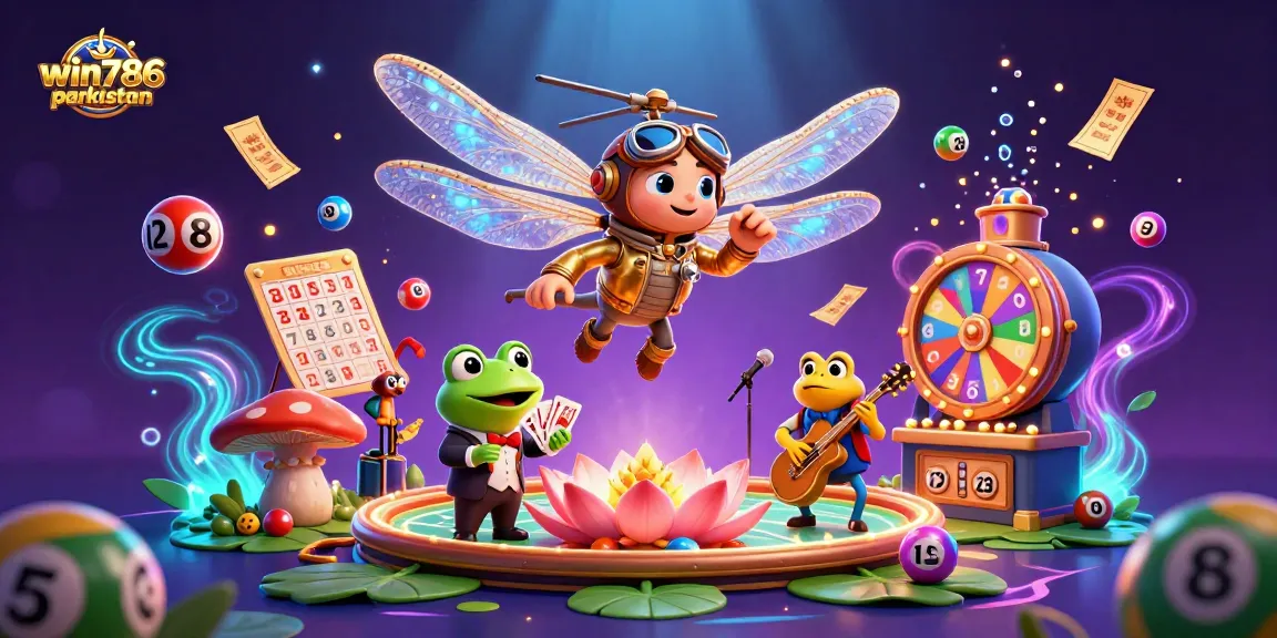 Experience the excitement at win786parkistan with a dynamic casino scene featuring a playful dragonfly pilot and engaging games.