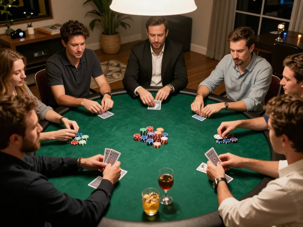 The tập đoàn ATQ brings friends together for an exciting poker night, balancing strategy and fun in a cozy setting.