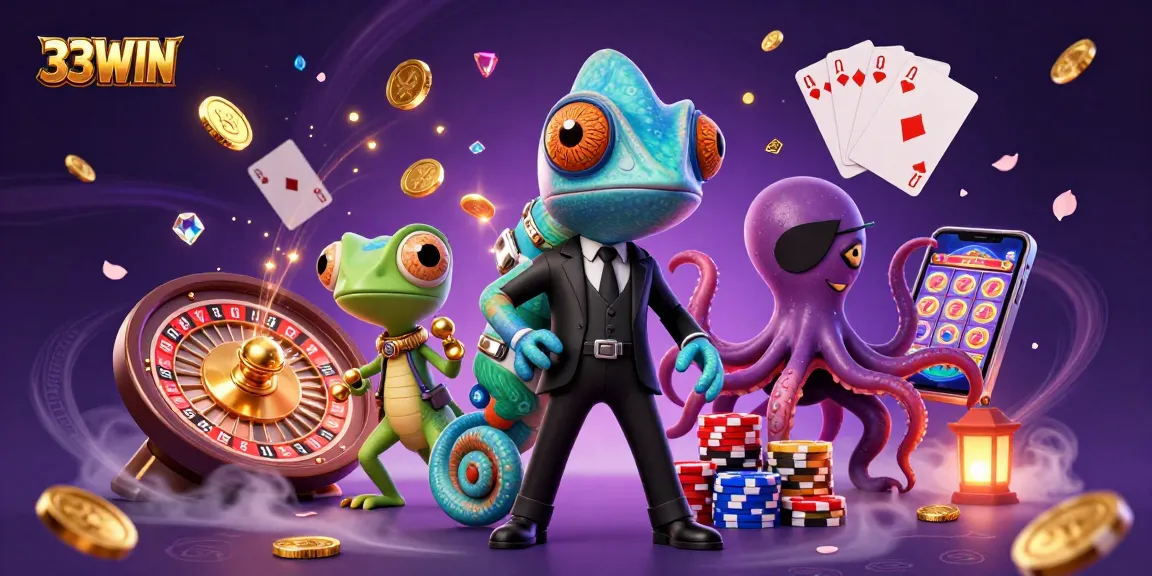 Experience thrilling gaming adventures with 33WIN featuring exciting characters and dynamic casino elements.