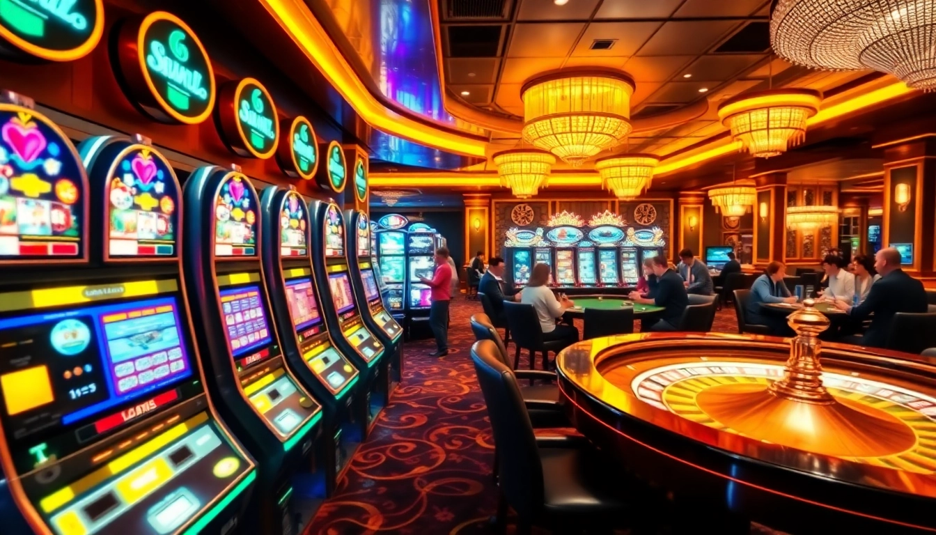Engage in the excitement of slot machines and roulette at https://33winn.gold/, showcasing a luxurious casino atmosphere.
