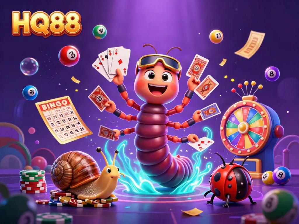 Experience the excitement at HQ88 with vibrant games and animated characters in a lively casino scene