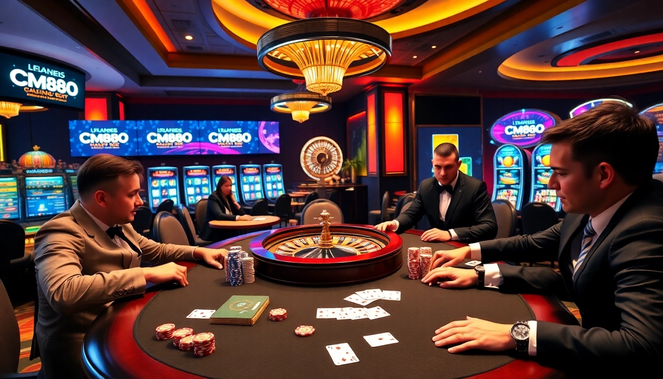 Experience high-stakes poker with cm88.com, featuring vibrant chips and thrilling gameplay.