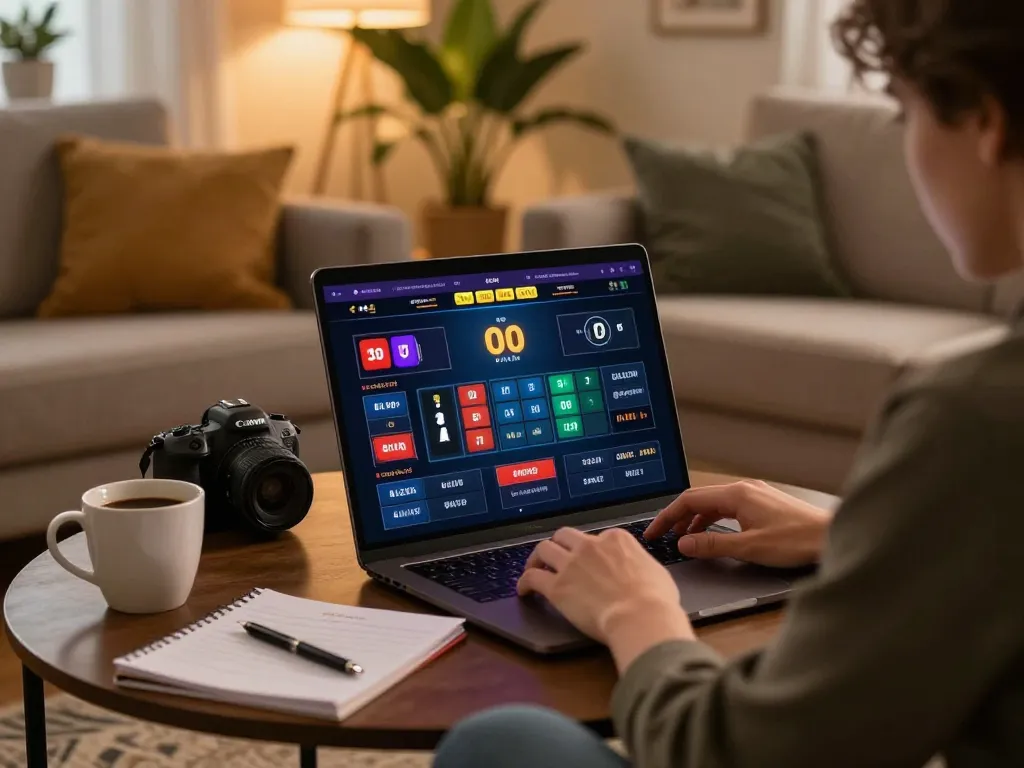 Person engaging with online betting strategies at rr88vip while enjoying a cozy home setting.