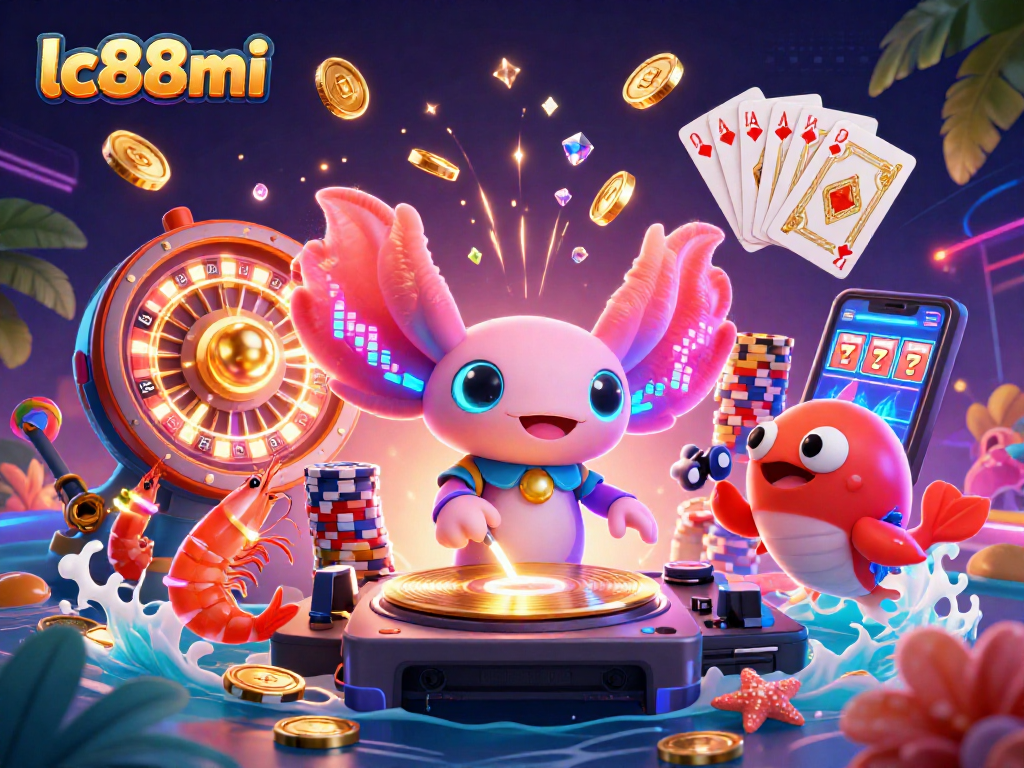 Join the excitement at lc88mi with a vibrant 3D casino party featuring spinning games and lively characters.