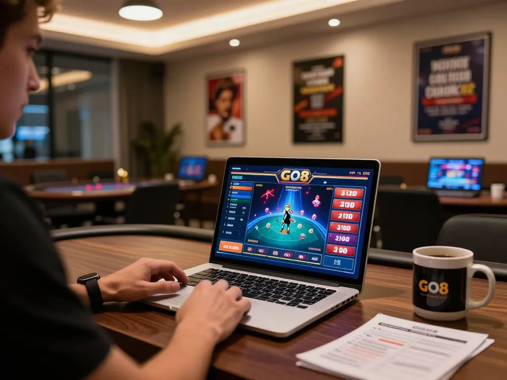 Engaged player exploring GO8 online casino games for winning strategies