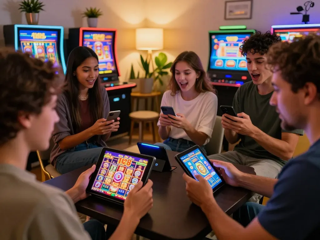 Engaging players enjoying the f168 game on smartphones in a cozy home setting