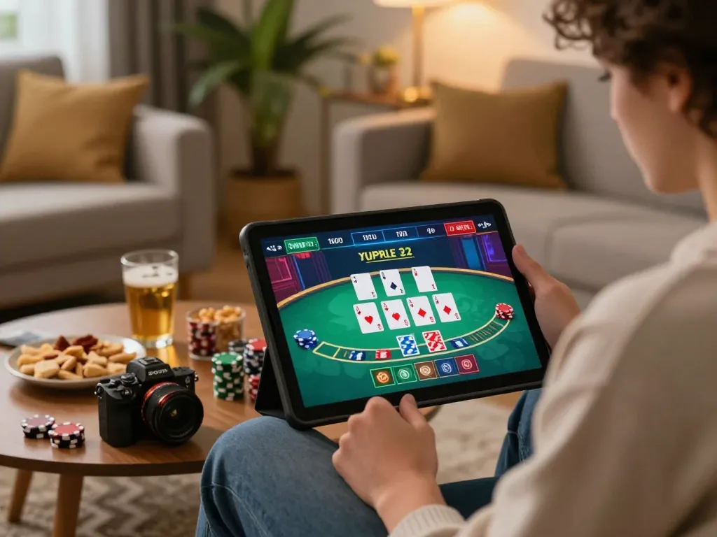 Experience excitement at luck8 com, engaging in thrilling live dealer blackjack at home with stylish decor.