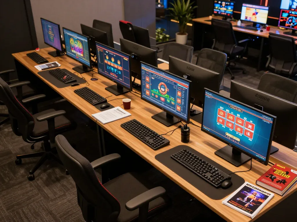 Players engaging in strategic gameplay at OPEN88 online casino with multiple screens and notes