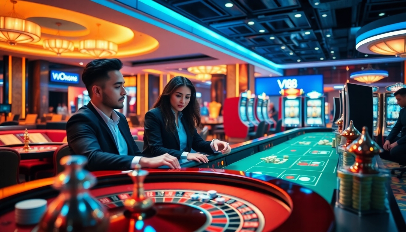 Experience thrilling gaming action on the VU88 platform with vibrant casino visuals.
