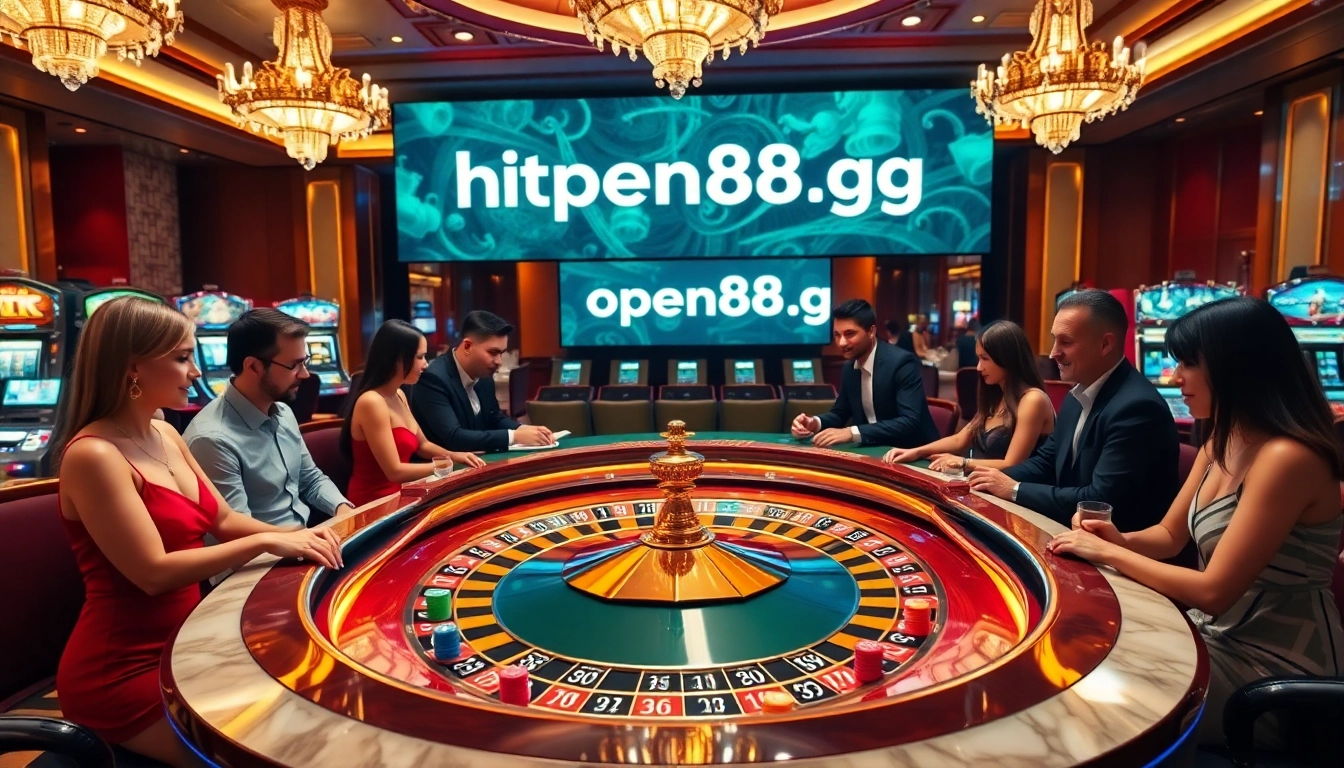 Players enjoying a roulette game at https://open88.gg/ casino with vibrant ambience.