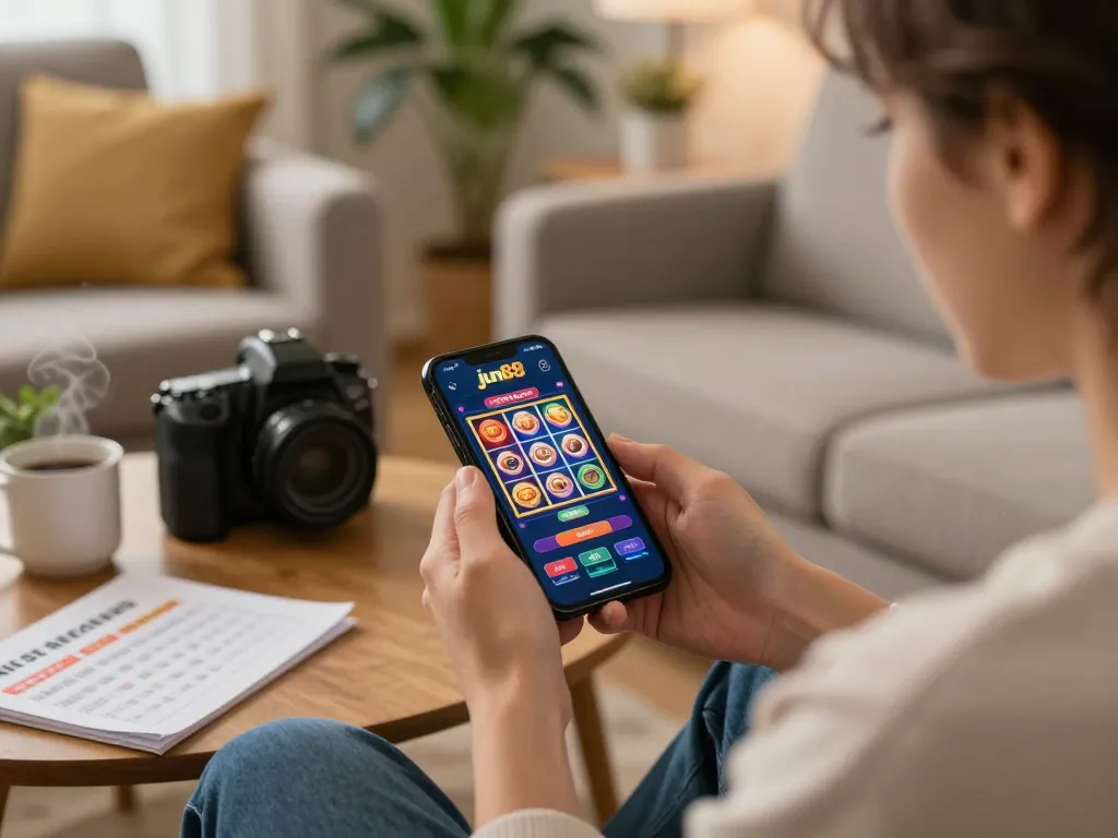 Experience the excitement of jun88 mobile gambling with engaging gameplay actions and a cozy home setting.