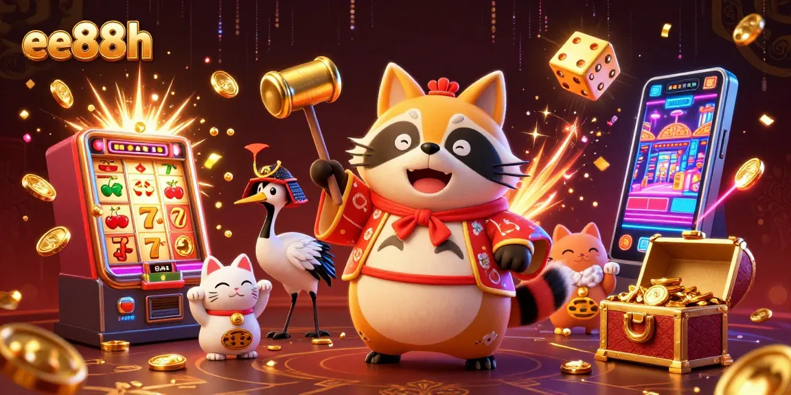 Engage in thrilling gameplay at ee88h with vibrant characters, slot machines, and golden winnings bursting in action.