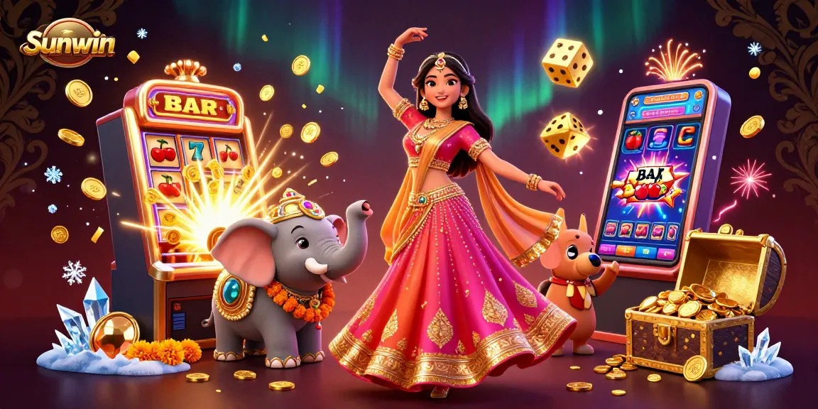 Spin and win with Sunwin's thrilling casino experience featuring colorful games and festive elements.