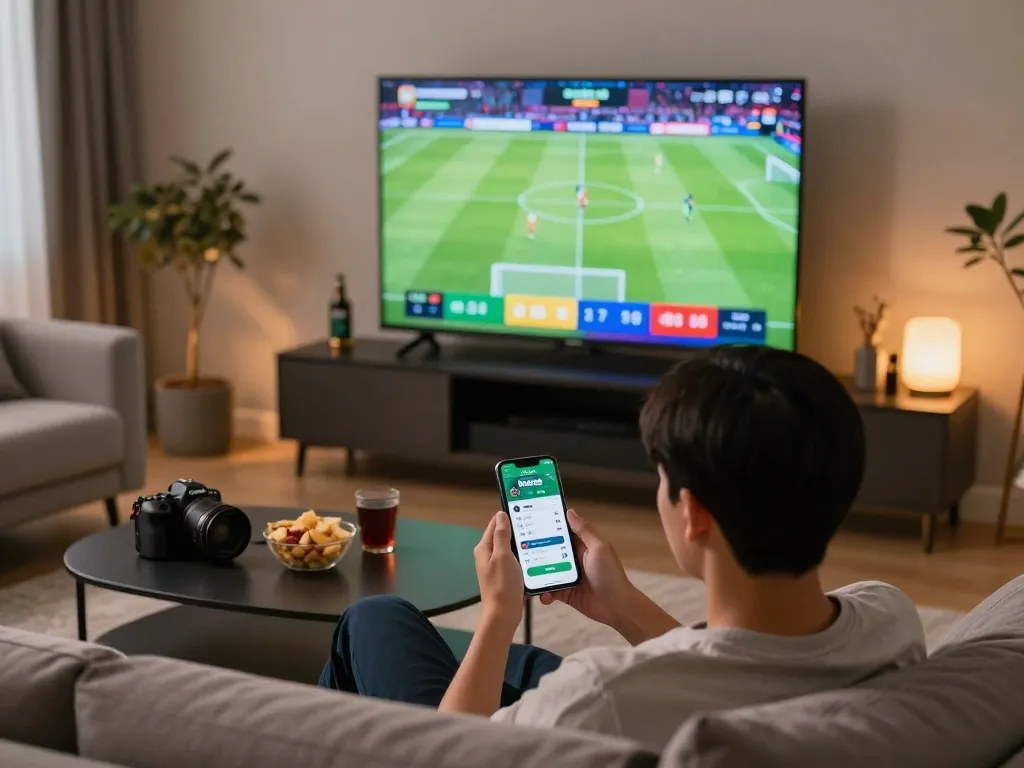 Active sports betting scene showcasing kèo nhà cái on mobile app during live match.