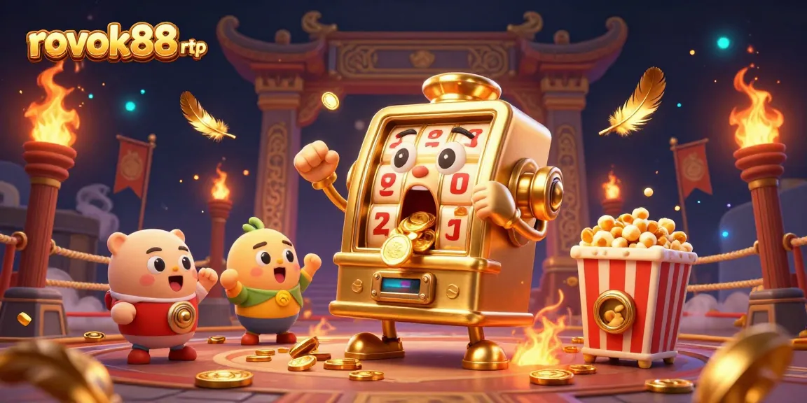 Experience the excitement of rokok88 rtp as slot machines celebrate jackpots in a vibrant gaming atmosphere.