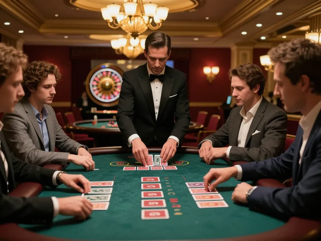 Experience the thrill of KING79 blackjack as players engage in strategic gameplay at a luxurious casino table.