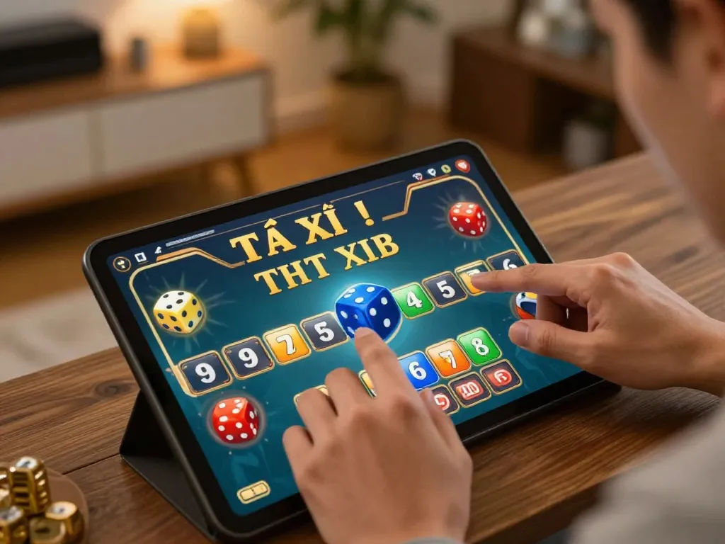 Engaging Tài Xỉu online gameplay showcasing strategic betting on a mobile device in a cozy setting.