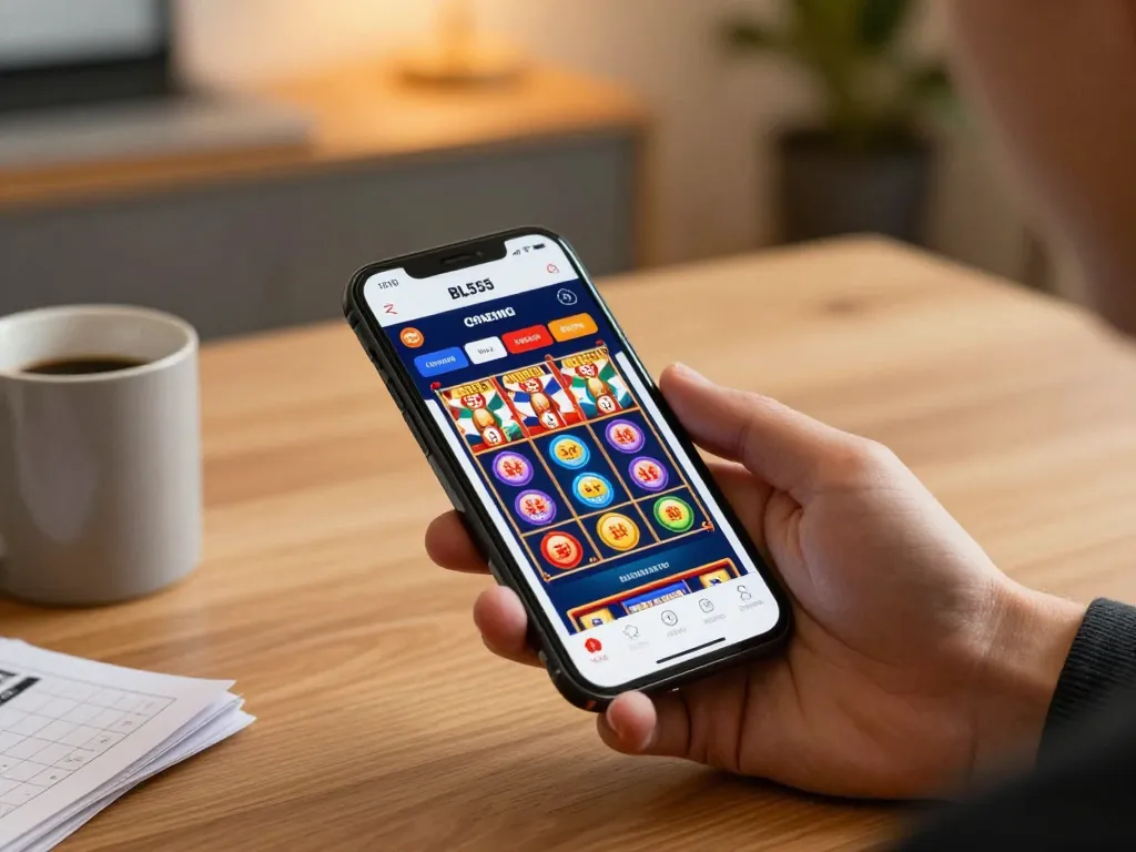 Engaging gameplay on the BL555 com mobile app showcasing slot features in a modern home setting