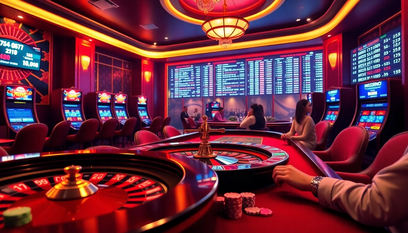 Engage with the vibrant casino scene featuring hm88 com vn, showcasing players, tables, and thrilling gambling action.