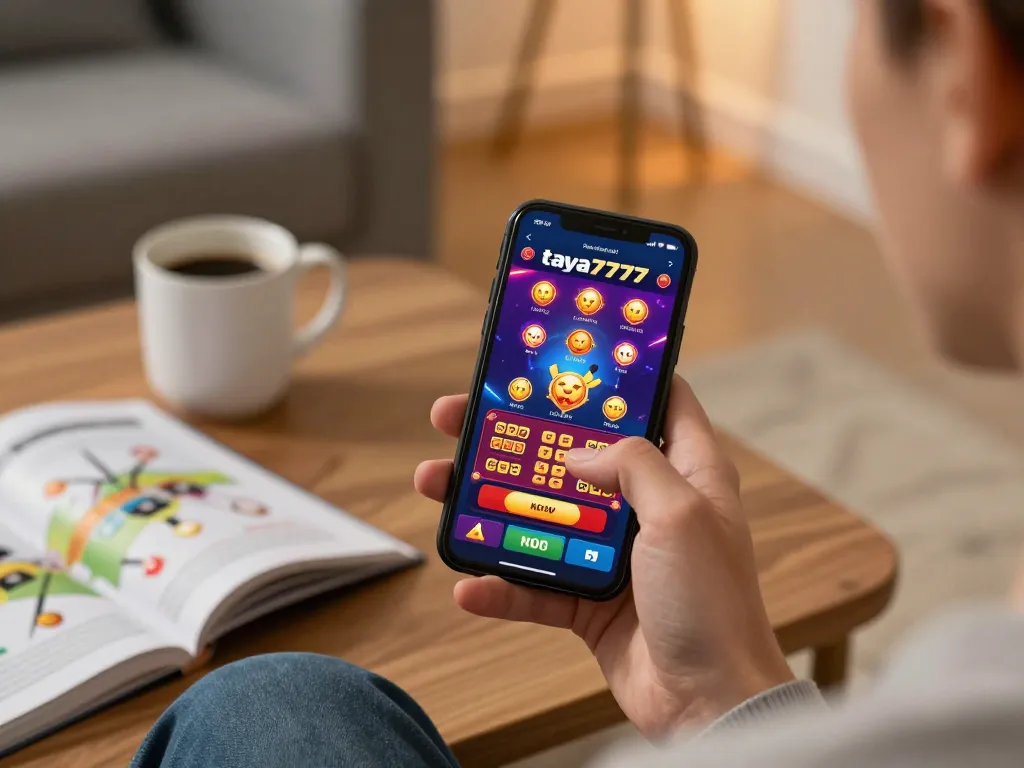 Enjoying gameplay on taya777app from a smartphone in a cozy home environment.
