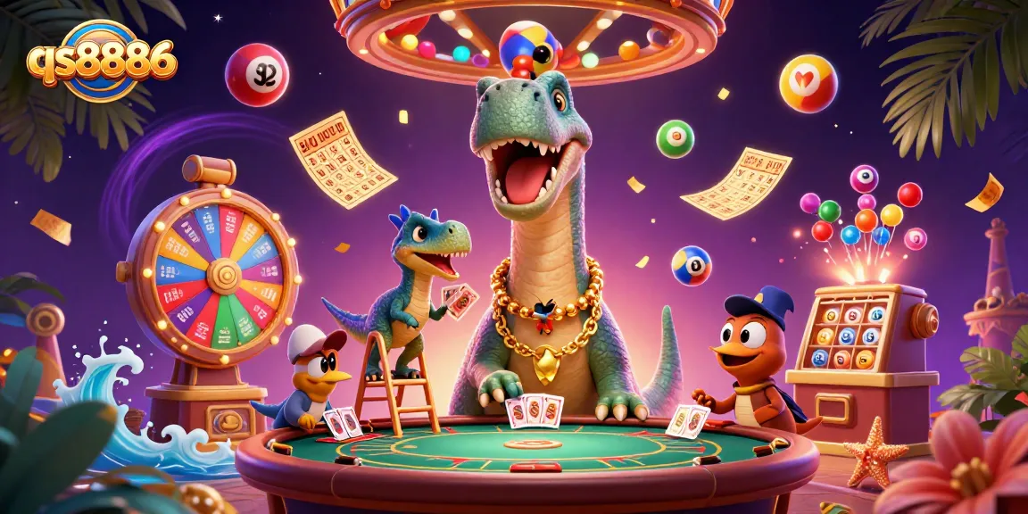 Engage with exciting gameplay at qs8886 in this vibrant casino-themed illustration showcasing thrilling activities.