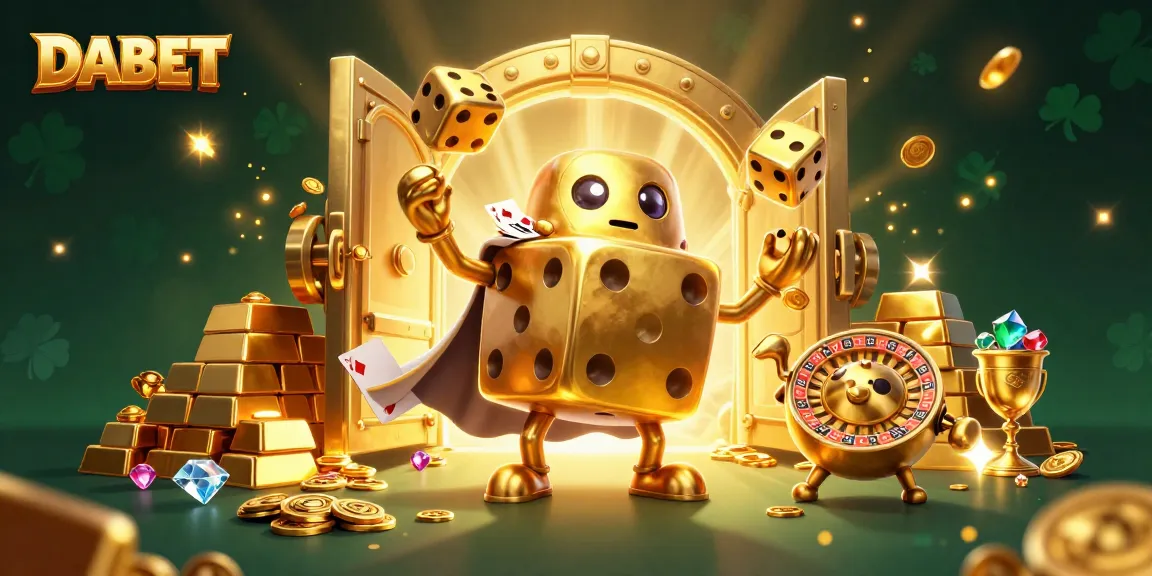 DABET invites players to experience thrilling live casino action with golden dice and treasure elements.