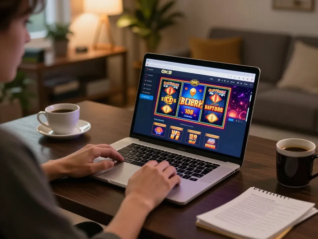 Engaging gameplay at Ok9 online casino interface with vibrant slots displayed