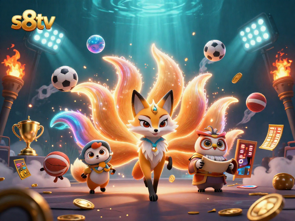 S8TV offers captivating sports betting experiences with a vibrant fox spirit and wise owl in dynamic action.