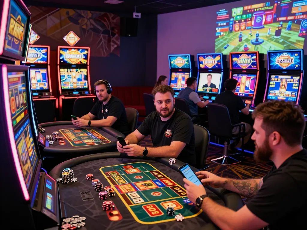Exciting online gambling scene with diverse players enjoying MM88 casino games and live interactions.