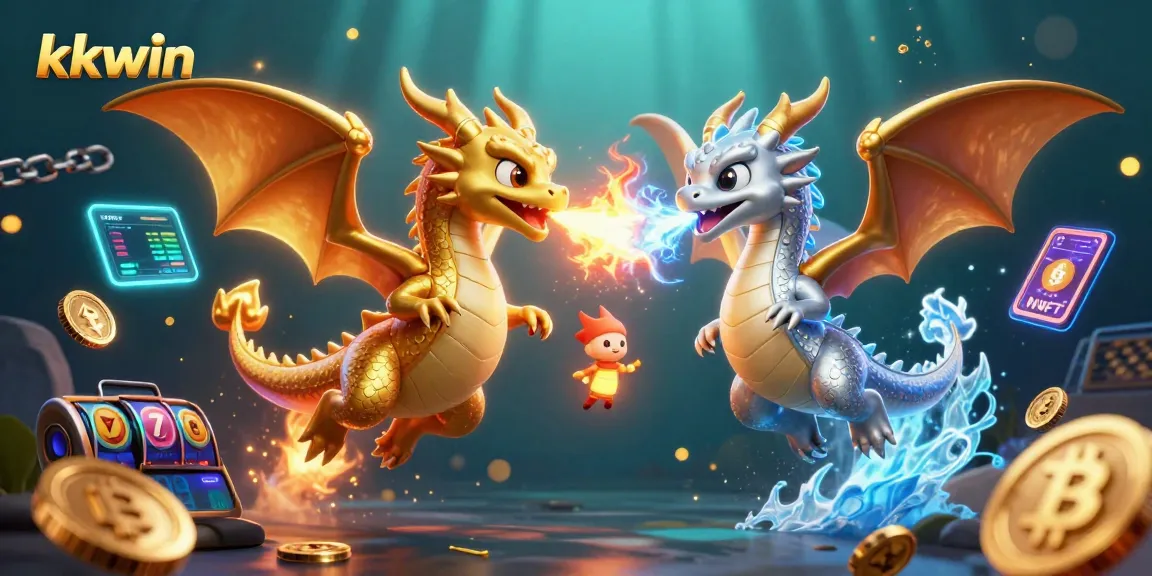 Join the excitement at kkwin casino with stunning visuals of 3D cartoon dragons amidst vibrant gaming elements.