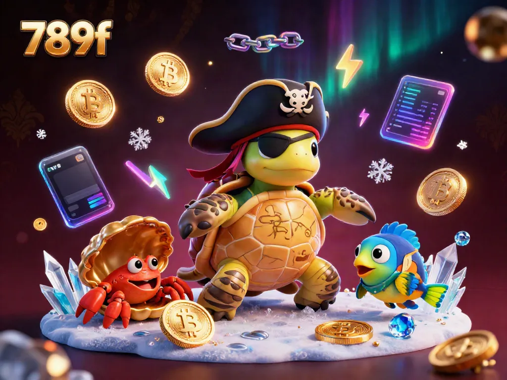 Experience the thrilling world of 789f with a lively pirate turtle and friends discovering crypto treasures.