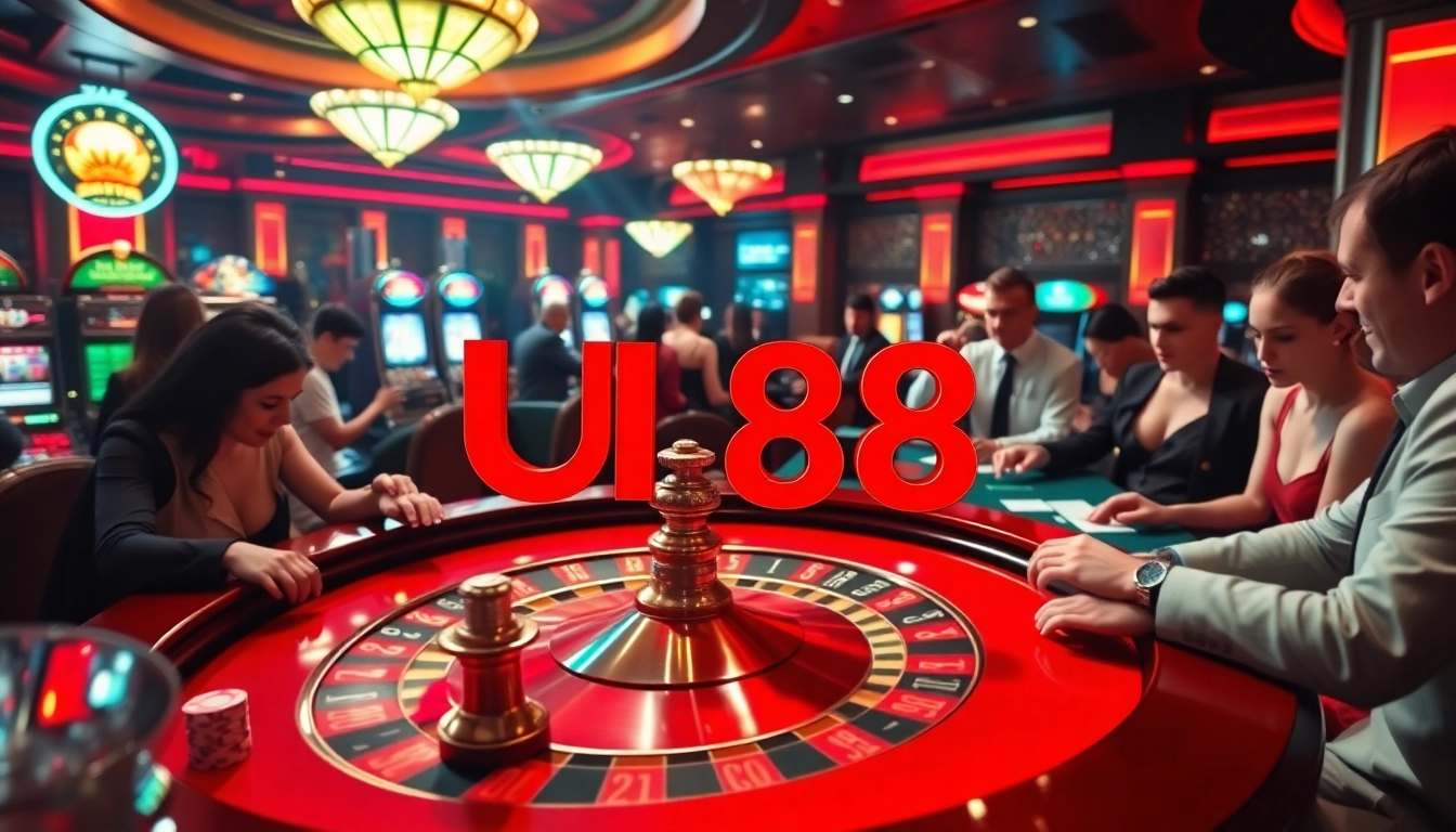 Players enjoying the thrill of urban gambling at UU 88's luxurious casino.