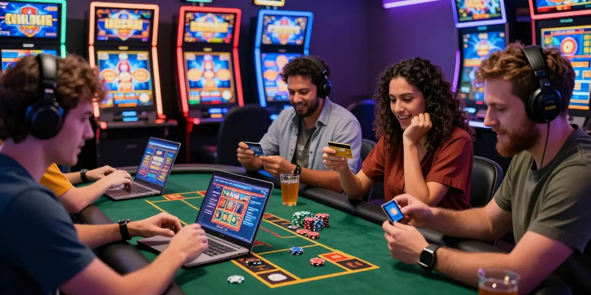 Players enjoying games at casinos that accept credit cards, highlighting excitement and modern gaming technology.