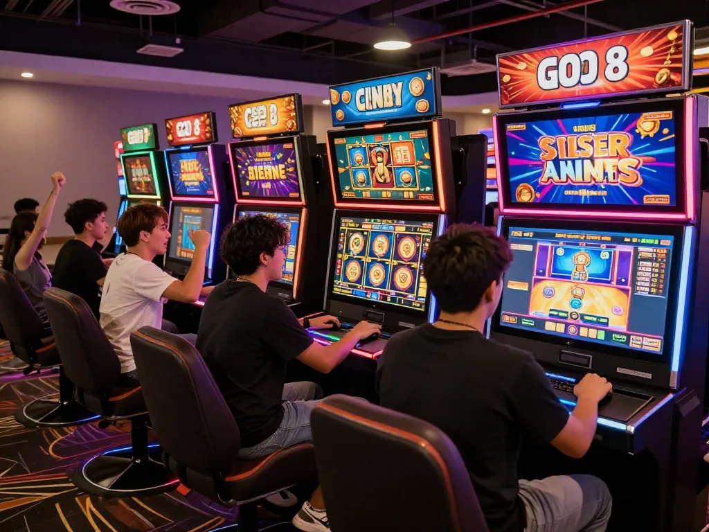 Players engaging with GO 8 at a vibrant online casino, showcasing excitement and community.
