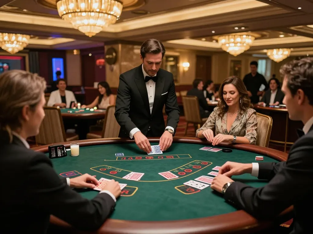 Engaging gameplay on https://tx88at.com/ blackjack table with players making strategic bets.