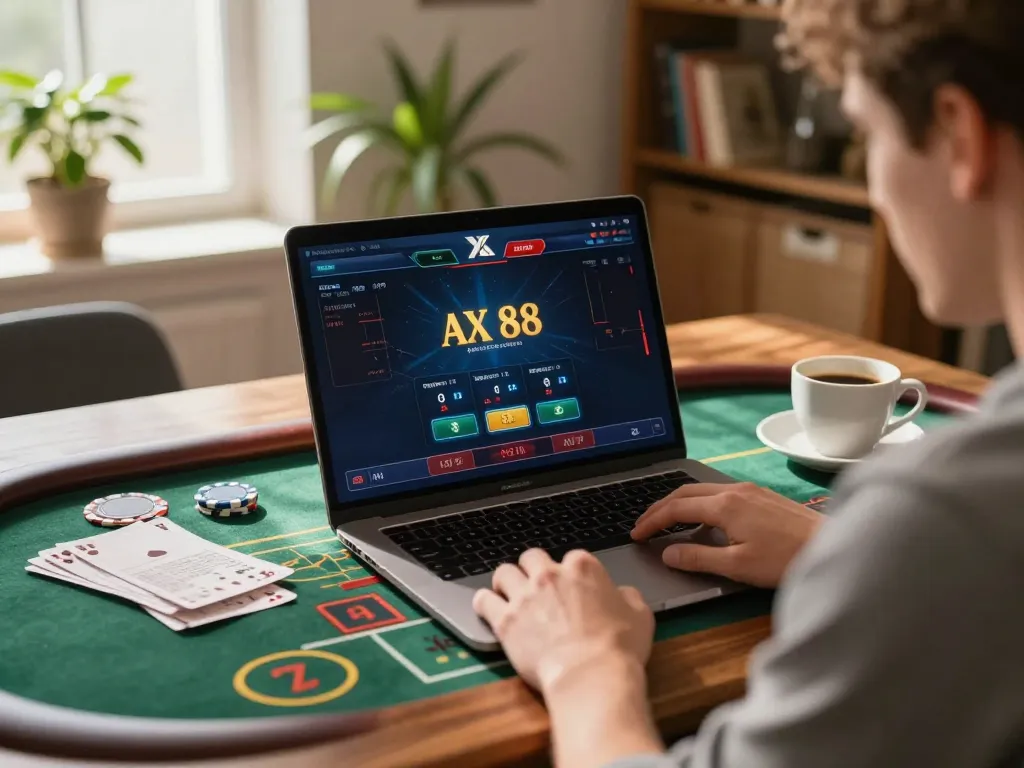 Experience exciting gameplay with AX 88 online, player engaged in strategic betting at home.