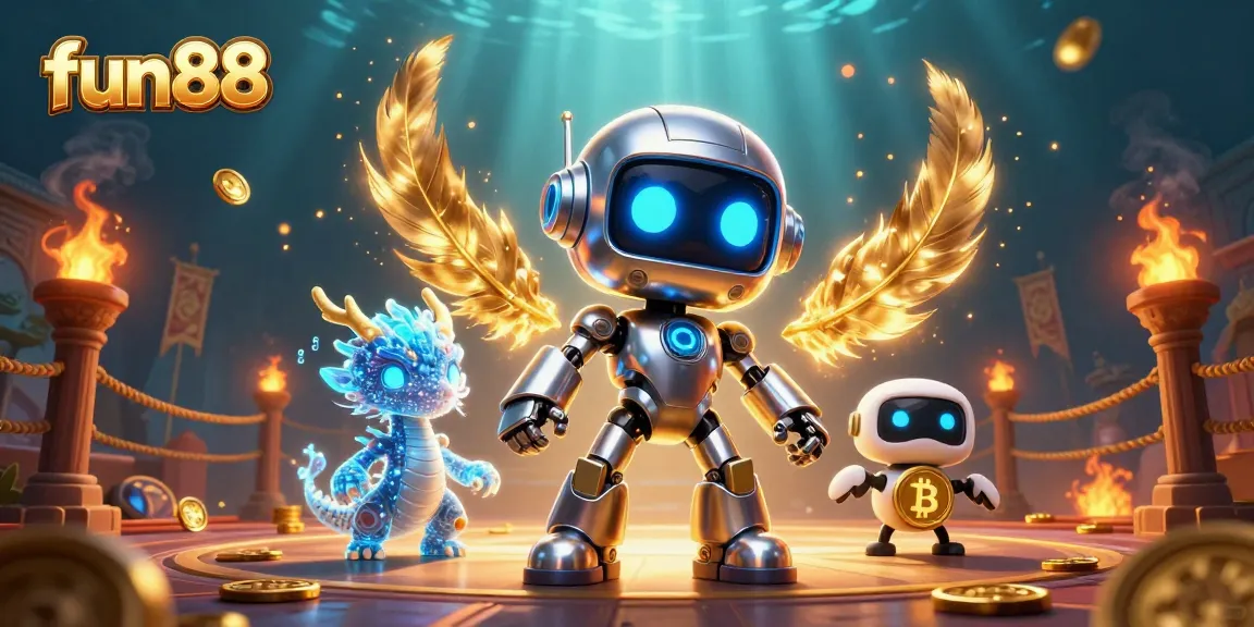 Engage in fun88 adventures with our vibrant casino illustration featuring a playful cyberpunk robot.
