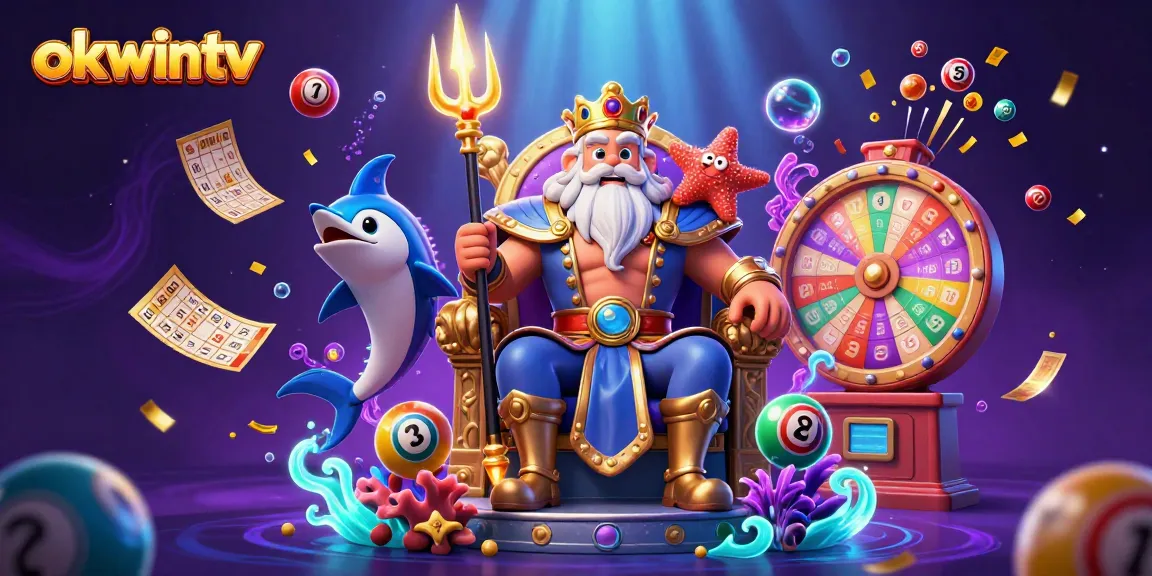 Experience thrilling gaming at okwintv with a dynamic 3D scene featuring sea king Neptune.