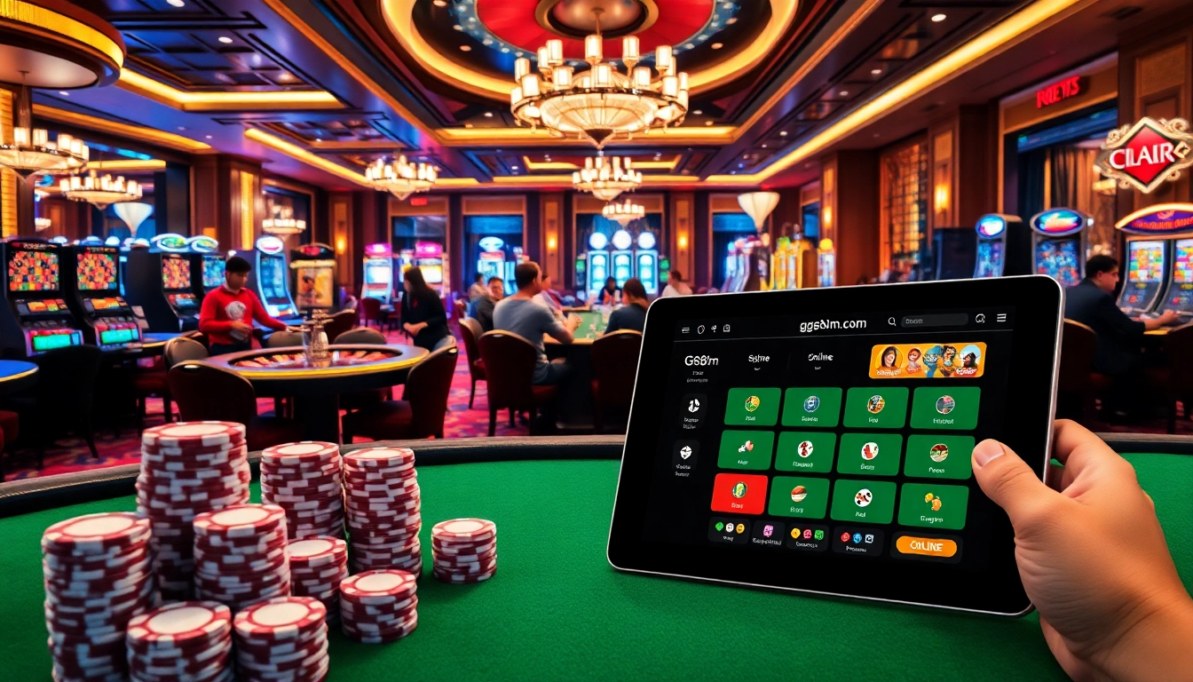 Winning at the casino with excitement at gg88m.com, featuring games like poker and slots.