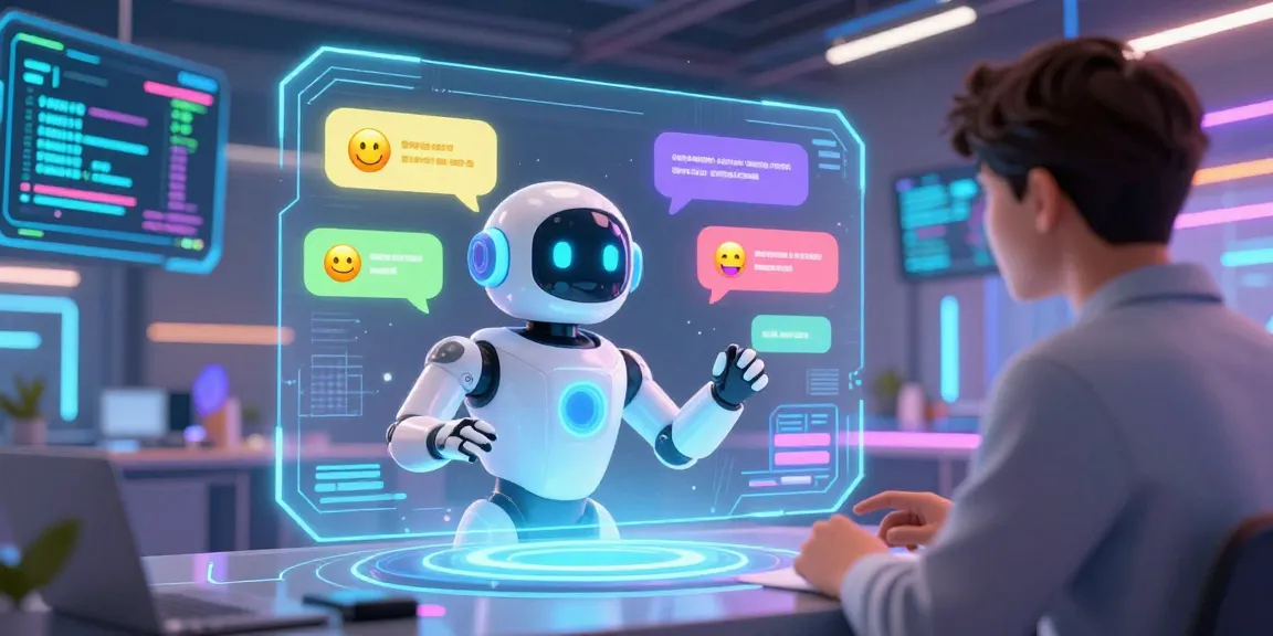 Engaging interaction with sex chat ai in a futuristic digital space, featuring colorful chat bubbles and high-tech elements for a vibrant atmosphere.
