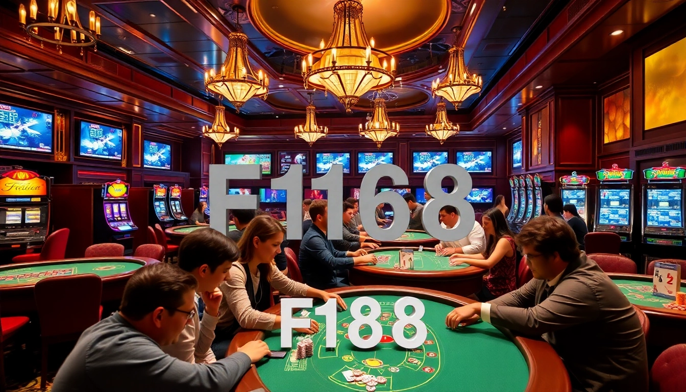 Players enjoying a thrilling gaming experience at F168 casino, showcasing excitement and luxury.